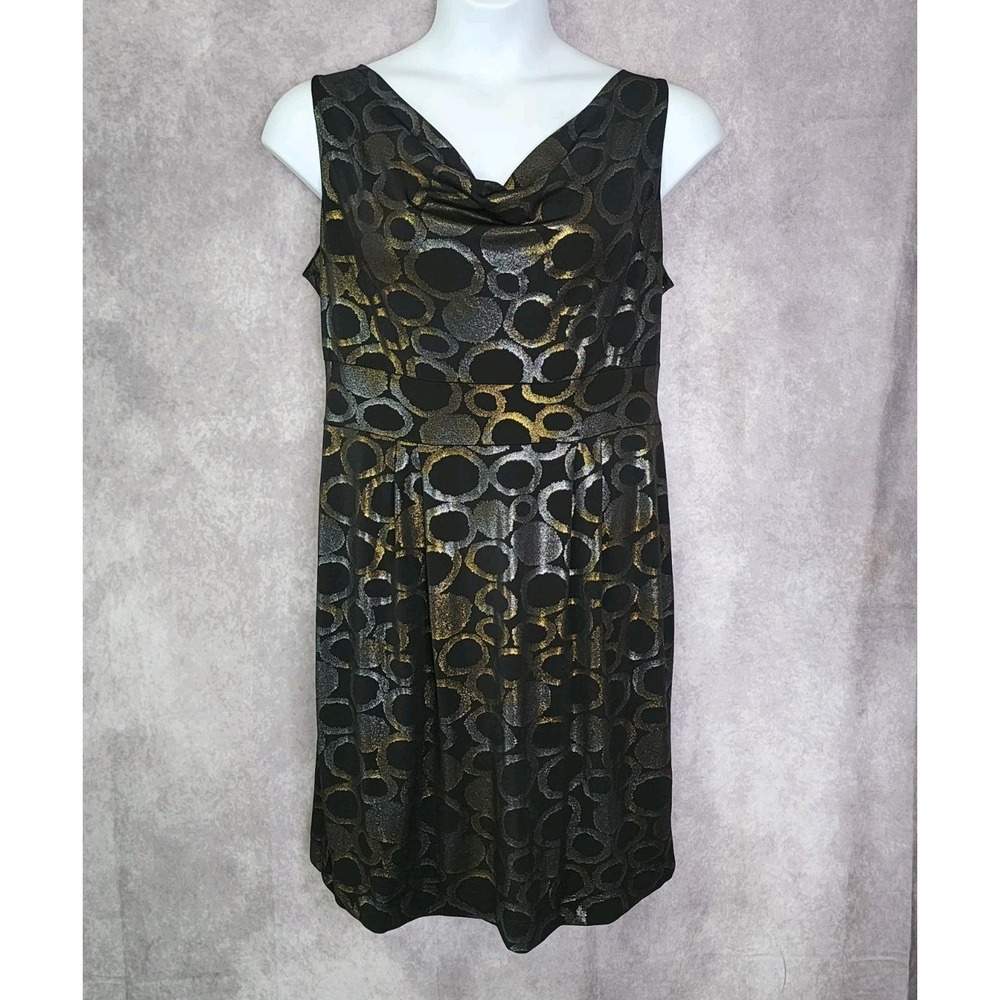 Clara Sun Woo Black‎ A-Line Dress With Silver Gold Y2K Sleeveless Size Large